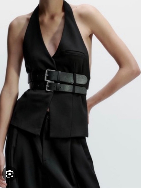 Zara Accessories - Zara Black Double-Belt Size Medium Halter Vest